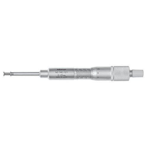 Mitutoyo 146-121 Groove Micrometer With Rotating Spindle, Range Outside: 0-25mm, Inside: 1.6-26.5mm - Anaum Corporation