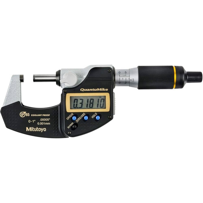 Mitutoyo 293-180-30 QuantuMike IP65 Coolant Proof Micrometers, Range: 0-1″/25.4mm - Anaum Corporation