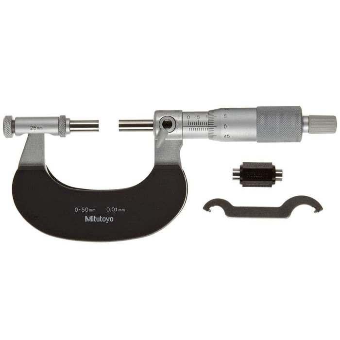 Mitutoyo 104-171 : Outside Micrometer with Interchangeable Anvils: 0-50mm - anaum.ca