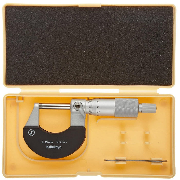 Mitutoyo 102-301 : Outside Micrometer with Ratchet Stop, Range 0-25mm - anaum.ca