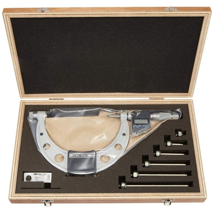 Mitutoyo 340-251-30 Digital Micrometer With Interchangeable Anvils, Range 0-150mm