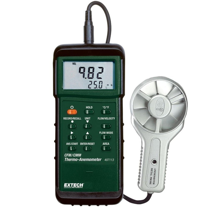 Extech 407113: Heavy Duty CFM Metal Vane Anemometer - Anaum - Test and Measurement