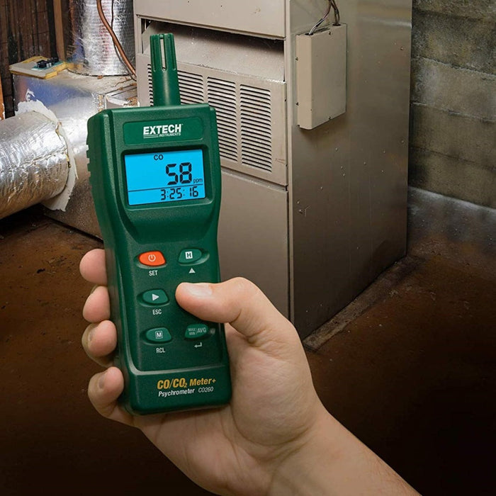 Extech CO260 : Indoor Carbon Monoxide (CO) and Carbon Dioxide (CO₂) Datalogging Meter - anaum.ca