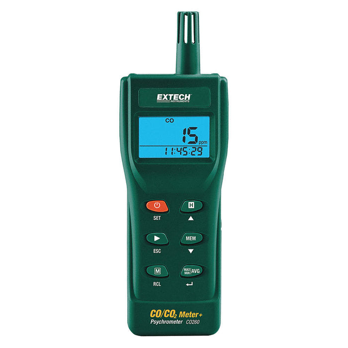 Extech CO260 : Indoor Carbon Monoxide (CO) and Carbon Dioxide (CO₂) Datalogging Meter - anaum.ca