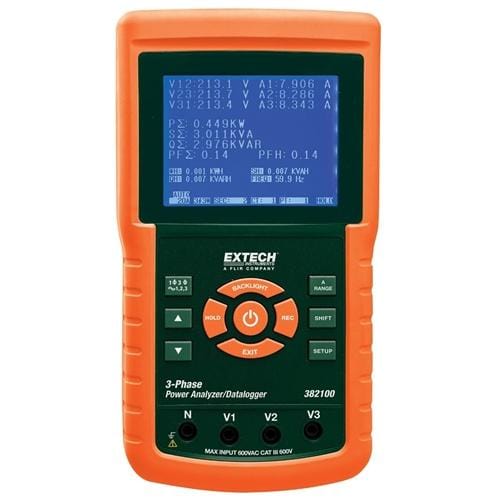 Extech 382100: 1200A 3-Phase Power Analyzer/Datalogger - Anaum - Test and Measurement